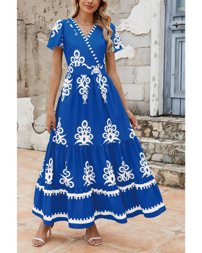 Shesways® LinenChic Wrap Maxi Dress